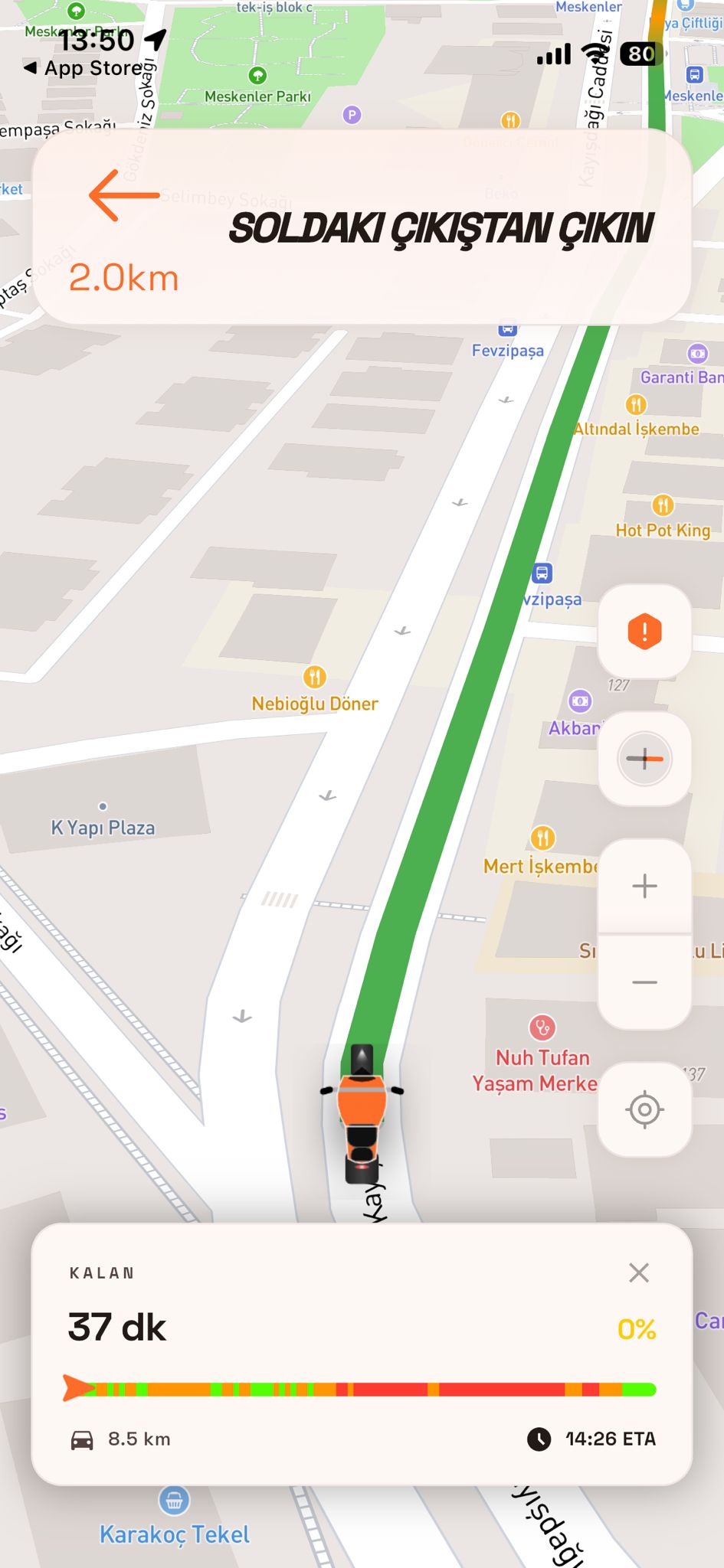 Gidonx aktif navigasyon ve sesli yönlendirme ekranı